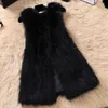 FTLZZ Natural Raccoon Fur Vest Women Casual Plus Storlek Västar Medium Long Äkta Fur Gilet Real Coat