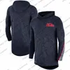 Men's NCAA Ole Miss Rebels 2019 Sideline Long Sleeve Hooded Performance Top Heather Gray Navy Blue Red Size S-3XL