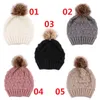 Cute Toddler Kids Hats Baby Mom Winter Warm Crochet Knit Hat Brand Beanie Fur Butterfly Ball Caps DHL