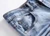 Men Short Denim Pant Knee Length Jean Mid Waist Causual Fashional Distressed Shorts Ripped Straight Wave