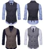 Custom Made Hot Sell Groom Brytyjskie Kamizelki Pojedyncze Breasted Podwójne Męskie Kamizelki Plaid Slim Casual Wedding Party Bridesgroom Kamizelka