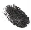 弾性ティーバージンレミーの人間の髪の描いたPonytailsのペルー12から26インチの120g 140gの160gの自然な黒の深波クリップ