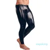 Męskie Patent Spodnie Skórzane Pants Zipper Bulge Etui Tight Shinny Legginsy Spodnie Bielizna Clubwear Party Sexy Leotard Kostiumy XM01