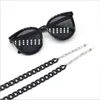 Groothandel web beroemdheid ins acryl + metalen zonnebril ketting unisexblack persoonlijkheid opknoping nek zonnebril ketting Koreaanse retro bril ketting