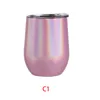 Tazze in acciaio inossidabile da 12 once Tazze tumbler stile UV Portauovo colorato Bottiglia d'acqua Tazze da caffè per vino isolate sotto vuoto a 2 strati con coperchio