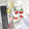 Söt handgjord transparent frukt droppe örhängen studs vattenmelon körsbär persika citron sommar semester unika fest smycken gåvor
