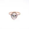 18K Rose Gold Tear Drop CZ Diamond Pierścionek z oryginalnym pudełkiem dla Pandora 925 Srebrne obrączki Zestaw biżuterii zaręczynowej dla kobiet