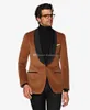 Brand New One Button Light Brown Velvet Mariage Hommes Costumes Châle Revers Deux Pièces Business Groom Tuxedos (Veste + Pantalon + Cravate) W1181