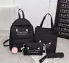 Designer-4 sts / set Ryggsäckskola Canvas Cute Bags College Travel Bag Rucksacks Mochila Bookbags Girls