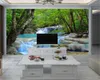 3Dホーム壁紙美しい森クリアーストリームリビングルームの寝室テレビの背景壁シルク壁画壁紙