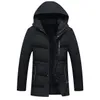 男性冬のフリース厚い長いジャケット-20秋冬男性カジュアル暖かい綿パッド入りウインドブレーカーフード付きパーカーストリートウェアコート