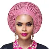 Aso oke headtie gele nigeriano headtie africano auto gele feminino cabeça envoltório senhora turbante para casamento