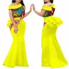 2019 Abiti da africana Abiti per le donne Bazin ricche Applique drappeggiato Abiti lunghi Vestidos Abbigliamento tradizionale Africano Abbigliamento WY444