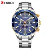 Mens relógios de marca Top Brand Luxury Fashion Business Quartz Stainless Aço Wristwatch Cronógrafo Curren e Date Relogio Masculino