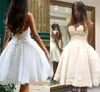 Abiti da sposa corti a trapezio a cuore grazioso Abiti da sposa da sposa in tulle con applicazioni al ginocchio con cerniera sul retro