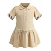 Mädchen Kleid 2019 INS Stile Neue Sommer Stile Mädchen Kinder Sailor Kragen Kurzarm Elegante Hohe Qualität Baumwolle Plissee Princes9895112