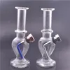 Nova Chegada Mini Glass Bongs Dab Rigs Hookah Blunt Bubbler Fumando Tubos de Água de Fumar Tubos de Colher com Metal Fumando Tigela