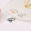 New Korean Cute Opening Twisted Knot band Heart Rings For Girl Minimalsit Rose Gold Silver Black Slim Love