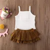 3 Stil Bebek Bebek Kız Giysileri Setleri Kolsuz Sling Tops Romper + Çiçek Baskı Tutu Etek Kıyafet Sunsuit Bebek Kız Yaz Setleri1