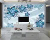 Klassische 3D-Tapete, luxuriöse Diamant-Saphir-Blumen, Heimdekoration, Wohnzimmer, Schlafzimmer, Wandverkleidung, HD-Tapete