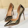 with box size 34 to 42 43 glossy patent PU pointed toe metal high heel designer pumps fashion luxury designer women shoes