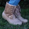 Donna Glitter Slip Duck Boots moda Caviglia Adulti Antiscivolo Impermeabile Scarpe traspiranti Stivali da pioggia con paillettes