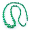 WOJIAER Green Jade Gem Stone 6-14mm Graduated Round Beads Women Necklace 17.5 Inches Strand Jewelry F3000