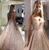 Sparkly Sequins 2020 Prom Dresses Rose Gold Sliver Sheer Pluning V Neck Evening Party Gowns Juiors Graduation Formal Ocn Wear