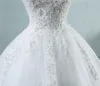 Robes de mariée de perles blanches avec fond de dentelle pour robe de mariée plus la taille