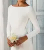 Perlen Sheer Rücken Brautkleider Meerjungfrau Brautkleider Lange Ärmel Sweep Zug Satin Garten Strand Hochzeitskleid Plus Größe