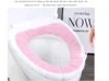 Universal Handle Knitted Toilet Set O-shaped Warm Thick Toilet Cushion Cover bathroom toilet seat cover mat pad factory direc