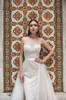 Eleganckie suknie ślubne 2020 Mermaid z odłączanym pociągiem Sheer Neck Koronki Suknie Ślubne Slim Fit Boho Beach Suknia Ślubna Niestandardowy
