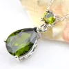 Half Dozen 12 PCS/Lot Mix Color Water Drop Crystal Peridot Morganite Gemstone Silver Woman Necklace Pendant Wedding Pendant Jewelry