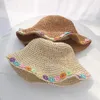 Cappelli estivi per donna Fiori colorati Cappello di paglia fatto a mano Cappello pieghevole da spiaggia Panama Cappello da donna a tesa larga Chapeu Feminino2632522