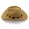 Lato Moda Western Cowboy Słomiane Kapelusze Dla Unisex Mężczyźni Kobiety Outdoor Wide Brim Ochrona przeciwsłoneczna Cap Beach Sunshade Kapelusz Sunhat