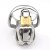 Embedded Metal Cage Lock Electric Shock Male Chastity Device Belt Bird # R45
