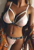Women Sexy Push up Solid Bra Set SEXY BABY Printed Lingerie bandage Unlined Wire Free Bralette + Panties G-String Underwear Set
