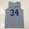 Georgetown Hoyas College Basketball＃34 Reggie WilliamsグレーのThrowback JerseysメンズステッチカスタムサイズS-5XL