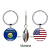 Flag Keychain Michigan Montana Missouri Mississippi Stany Zjednoczone 50 Stanowe szkło podwójne kluczowe pierścień prezent biżuterii 5204019