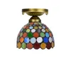 유럽 ​​레트로 20cm 티파니 스테인드 글라스 램프 샹들리에 통로 복도 발코니 작은 천장 조명 다채로운 바 램프 TF015