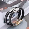 Pulsera negra de silicona de acero inoxidable para hombre, brazalete de pulsera con abalorio Punk de nuevo diseño de goma Simple para regalo de joyería de moda para hombre