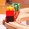 Set di treni elettrici in legno modello auto giocattolo per bambini, 130 pezzi, pista, bambola con suono, grandi dimensioni, vernice verde, sicuro per il regalo di compleanno di Natale per ragazzo