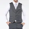 Popular Gris oscuro Novio Esmoquin Muesca Solapa Padrino Boda Traje de 3 piezas Moda Hombre Negocios Prom Chaqueta Blazer (Chaqueta + Pantalones + Corbata + Chaleco) 490