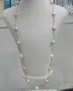 9-11mm Sud mer Collier de perles multicolores naturel 25 pouces 925 argent broche en or blanc