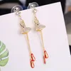 Wholesale- designer ballet dancing girl long tassel diamond glittering stud drop dangle earring for woman girls