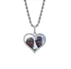 Collier pendentif médaillons Po en forme de cœur d'amour sur mesure, pendentif glacé pour hommes et femmes, pendentif de Couple, vous envoie po par message af251I