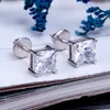 Orecchini Hip Hop da uomo Gioielli Orecchini con diamanti simulati quadrati in oro argento moda di alta qualità 6 mm