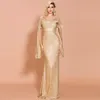 Luxus Gold Weiße Meerjungfrau Abendkleider 2020 Afrikanisches Saudi-Langes Arabisches Abendkleid für Frauen Mantel Prom Kleider Promi-Robe de Soiree