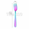 Stainless steel fruit fork dessert cake fork 8 color kitchen dining room furniture general purpose cooking utensils dessert fork T3I5340