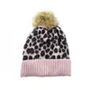 Leopardo Inverno Mamma Donna Bambino Bambini Cappello lavorato a maglia all'uncinetto Berretti Bambini Ragazza Ragazzo Pelliccia Calda Palla Pompon Berretti Cappelli